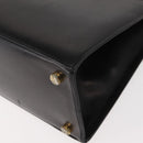 Salvatore Ferragamo Vala Hand Bag Leather Black Gold Auth 148890-16