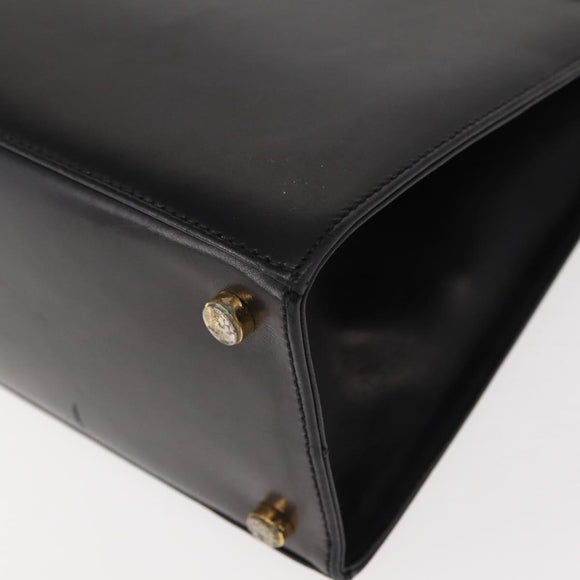 Salvatore Ferragamo Vala Hand Bag Leather Black Gold Auth 148890