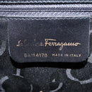 Salvatore Ferragamo Vala Hand Bag Leather Black Gold Auth 148890-12