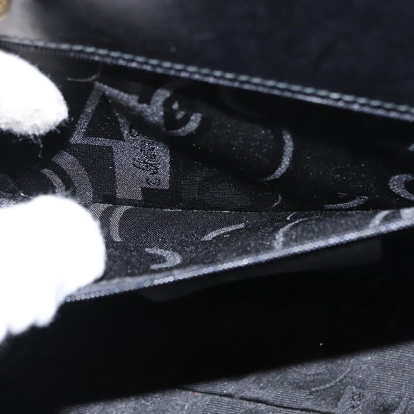 Salvatore Ferragamo Vala Hand Bag Leather Black Gold Auth 148890