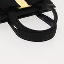 Salvatore Ferragamo Vala Hand Bag Leather Black Gold Auth 148890-7