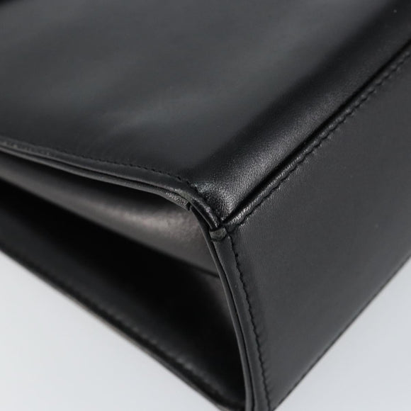 GIVENCHY Hand Bag Leather Black Gold Auth 148891