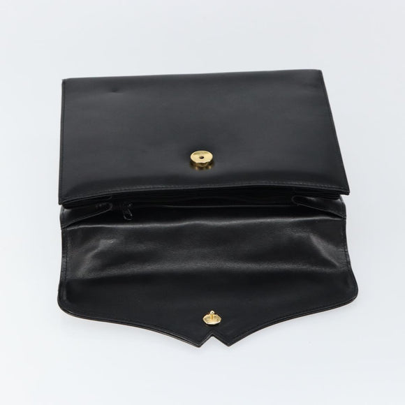 GIVENCHY Hand Bag Leather Black Gold Auth 148891