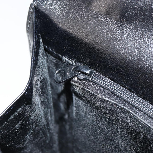 GIVENCHY Hand Bag Leather Black Gold Auth 148891