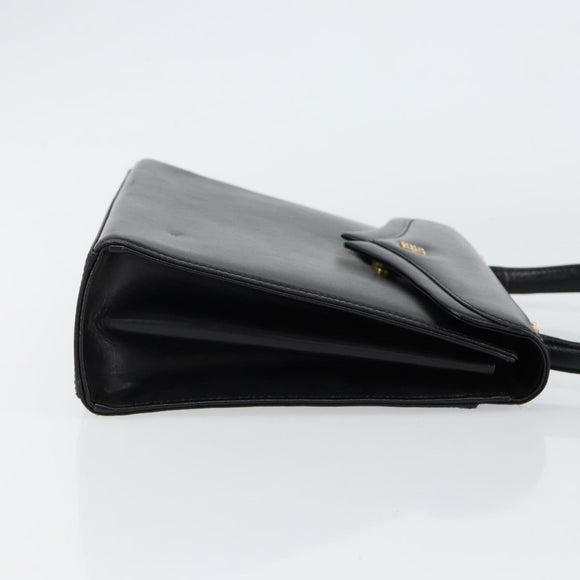 GIVENCHY Hand Bag Leather Black Gold Auth 148891