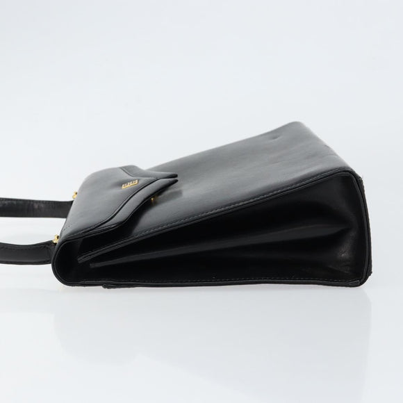 GIVENCHY Hand Bag Leather Black Gold Auth 148891