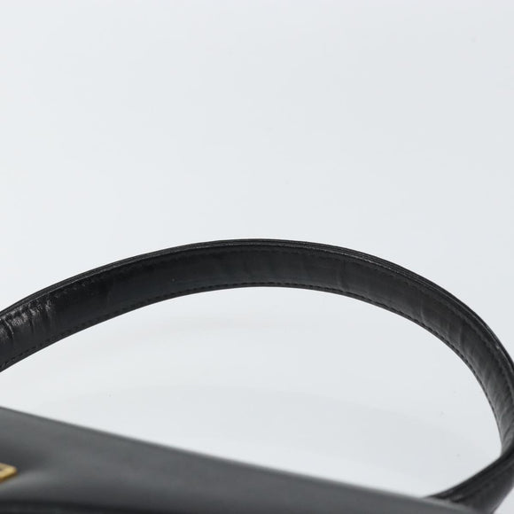 GIVENCHY Hand Bag Leather Black Gold Auth 148891