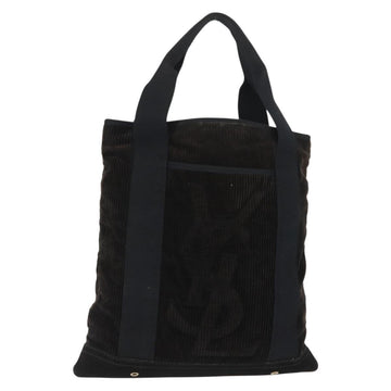 SAINT LAURENT Tote Bag Corduroy Navy Gold 148884 Auth 148894
