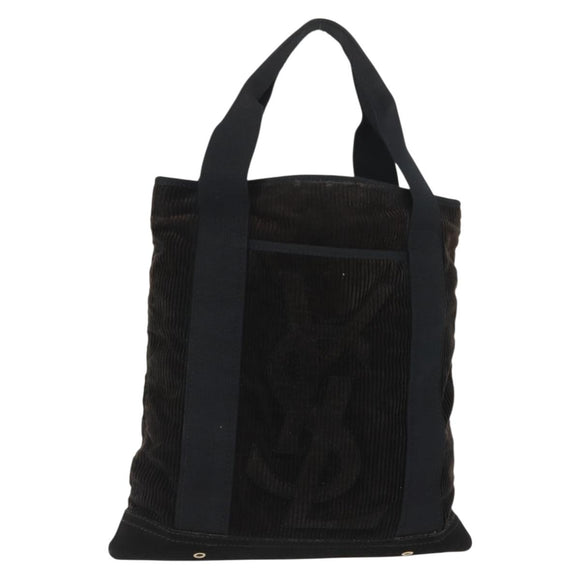 SAINT LAURENT Tote Bag Corduroy Navy Gold 148884 Auth 148894