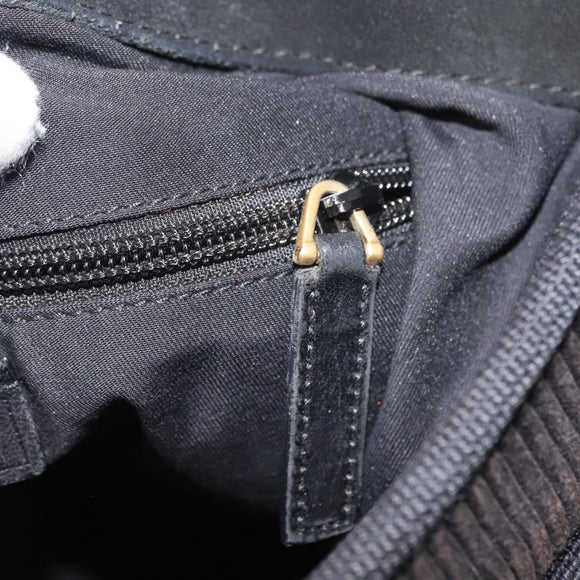 SAINT LAURENT Tote Bag Corduroy Navy Gold 148884 Auth 148894