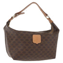 CELINE Macadam Canvas Hand Bag PVC Leather Brown Gold Auth 148895-1