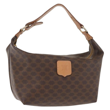 CELINE Macadam Canvas Hand Bag PVC Leather Brown Gold Auth 148895
