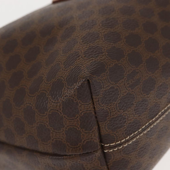 CELINE Macadam Canvas Hand Bag PVC Leather Brown Gold Auth 148895