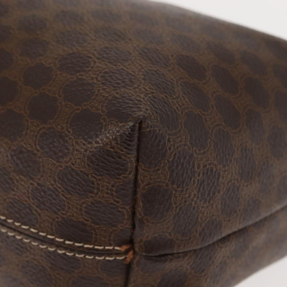 CELINE Macadam Canvas Hand Bag PVC Leather Brown Gold Auth 148895