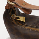 CELINE Macadam Canvas Hand Bag PVC Leather Brown Gold Auth 148895-15