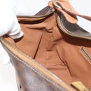 CELINE Macadam Canvas Hand Bag PVC Leather Brown Gold Auth 148895-19