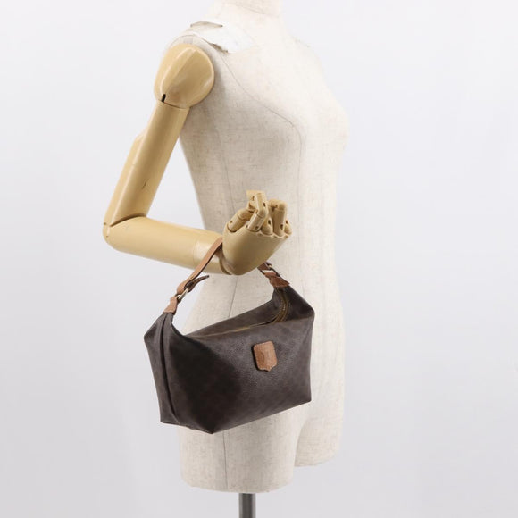 CELINE Macadam Canvas Hand Bag PVC Leather Brown Gold Auth 148895