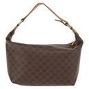 CELINE Macadam Canvas Hand Bag PVC Leather Brown Gold Auth 148895-3