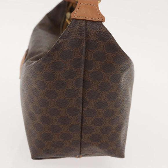 CELINE Macadam Canvas Hand Bag PVC Leather Brown Gold Auth 148895