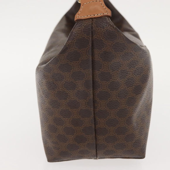 CELINE Macadam Canvas Hand Bag PVC Leather Brown Gold Auth 148895