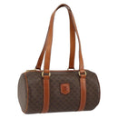 CELINE Macadam Canvas Hand Bag PVC Leather Brown Gold Auth 148898-1