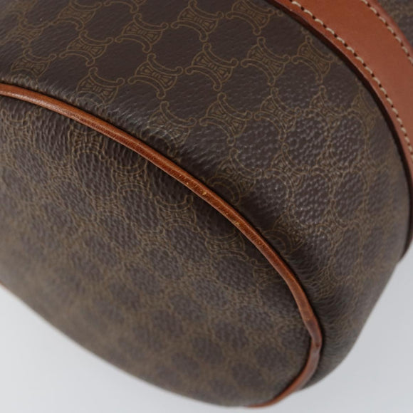 CELINE Macadam Canvas Hand Bag PVC Leather Brown Gold Auth 148898