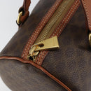 CELINE Macadam Canvas Hand Bag PVC Leather Brown Gold Auth 148898-15