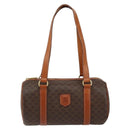 CELINE Macadam Canvas Hand Bag PVC Leather Brown Gold Auth 148898-2