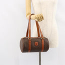 CELINE Macadam Canvas Hand Bag PVC Leather Brown Gold Auth 148898-22