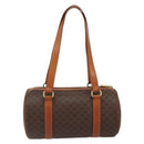 CELINE Macadam Canvas Hand Bag PVC Leather Brown Gold Auth 148898-3