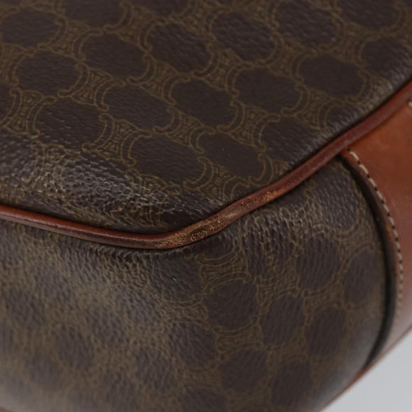 CELINE Macadam Canvas Shoulder Bag PVC Leather Brown Gold Auth 148899