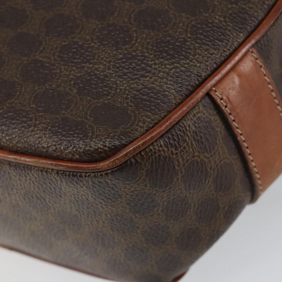 CELINE Macadam Canvas Shoulder Bag PVC Leather Brown Gold Auth 148899