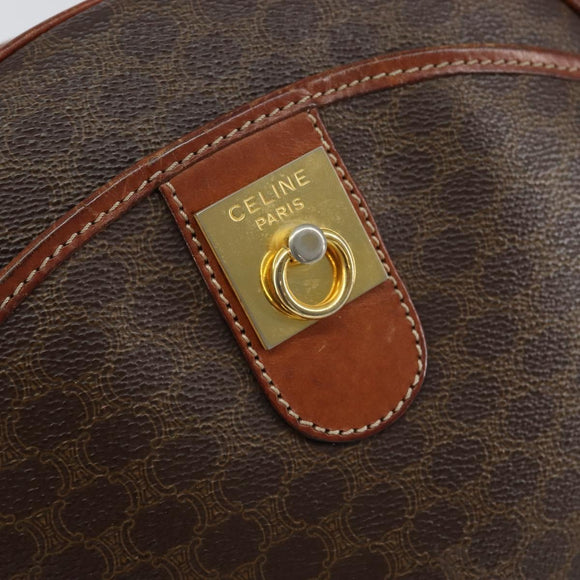 CELINE Macadam Canvas Shoulder Bag PVC Leather Brown Gold Auth 148899