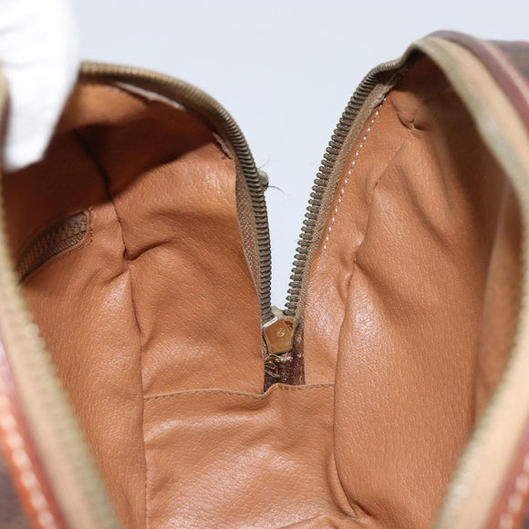 CELINE Macadam Canvas Shoulder Bag PVC Leather Brown Gold Auth 148899