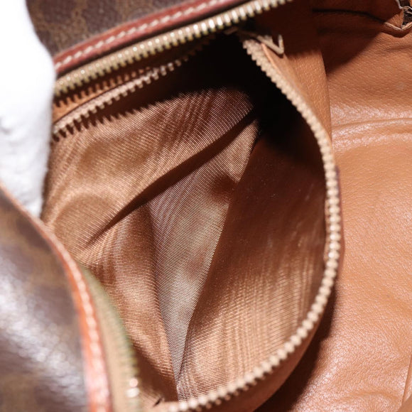 CELINE Macadam Canvas Shoulder Bag PVC Leather Brown Gold Auth 148899