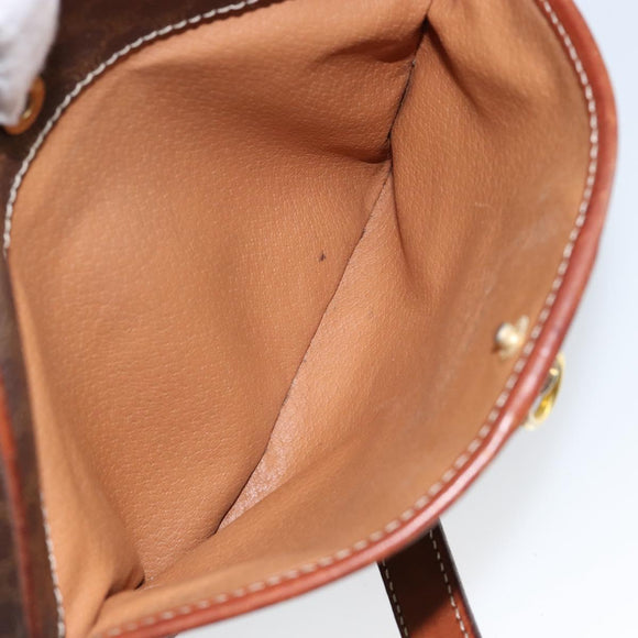 CELINE Macadam Canvas Shoulder Bag PVC Leather Brown Gold Auth 148899