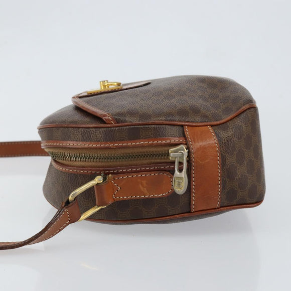 CELINE Macadam Canvas Shoulder Bag PVC Leather Brown Gold Auth 148899