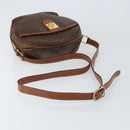 CELINE Macadam Canvas Shoulder Bag PVC Leather Brown Gold Auth 148899-7