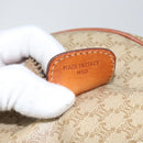 CELINE Macadam Canvas Hand Bag PVC Leather Beige Gold Auth 148900-12