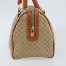 CELINE Macadam Canvas Hand Bag PVC Leather Beige Gold Auth 148900-3