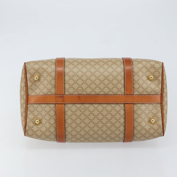 CELINE Macadam Canvas Hand Bag PVC Leather Beige Gold Auth 148900