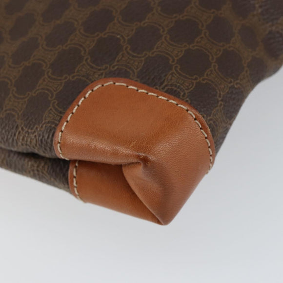 CELINE Macadam Canvas Tote Bag PVC Leather Brown Gold Auth 148902
