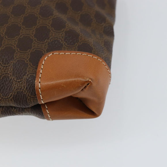 CELINE Macadam Canvas Tote Bag PVC Leather Brown Gold Auth 148902