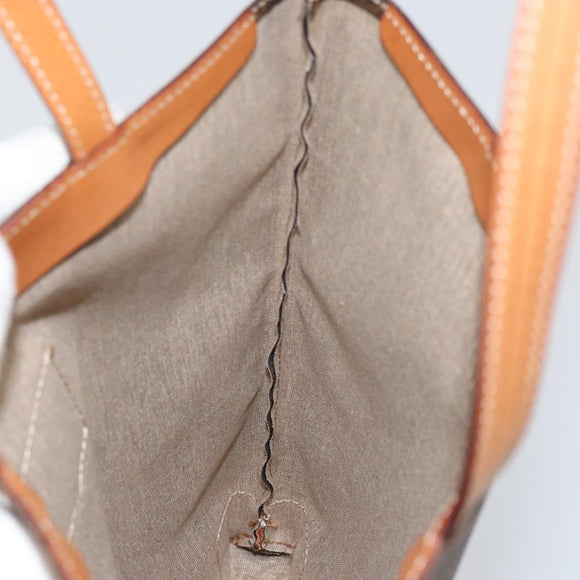 CELINE Macadam Canvas Tote Bag PVC Leather Brown Gold Auth 148902