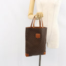 CELINE Macadam Canvas Tote Bag PVC Leather Brown Gold Auth 148902-19