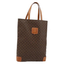 CELINE Macadam Canvas Tote Bag PVC Leather Brown Gold Auth 148902-1