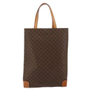 CELINE Macadam Canvas Tote Bag PVC Leather Brown Gold Auth 148902-2