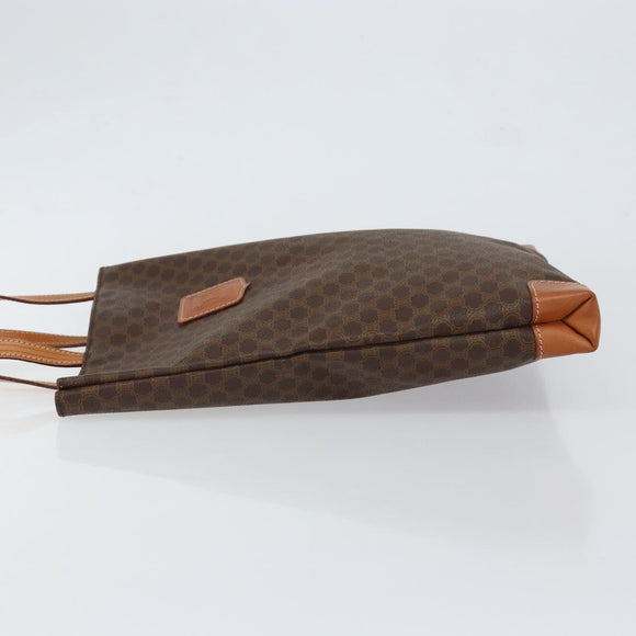 CELINE Macadam Canvas Tote Bag PVC Leather Brown Gold Auth 148902