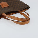 CELINE Macadam Canvas Tote Bag PVC Leather Brown Gold Auth 148902-7