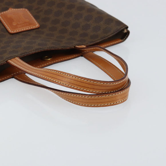 CELINE Macadam Canvas Tote Bag PVC Leather Brown Gold Auth 148902